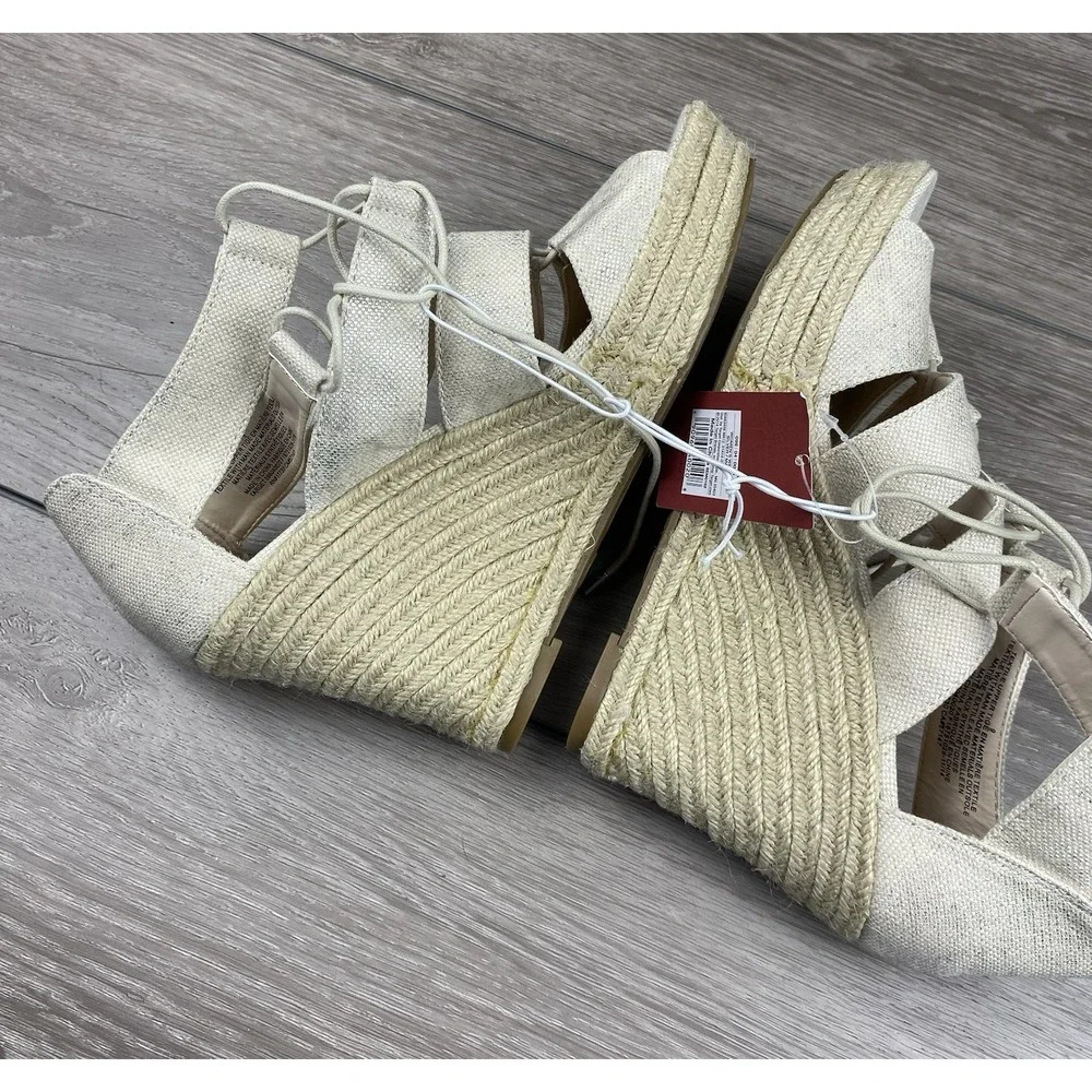 Merona‎ Women's Lace Up Espadrille Wedge Sandals Cream Size 9 New